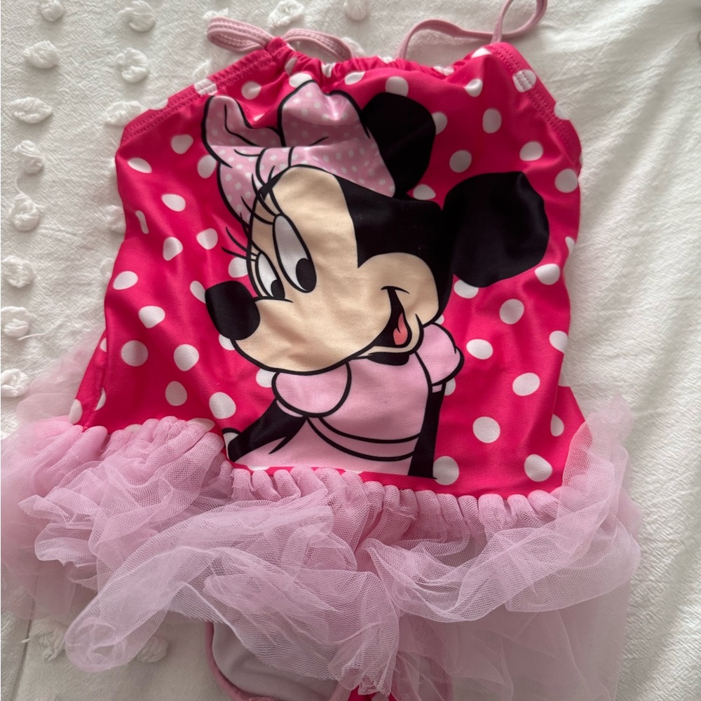 Pink Polka Dot Kids Minnie Mouse Tutu Swimsuit